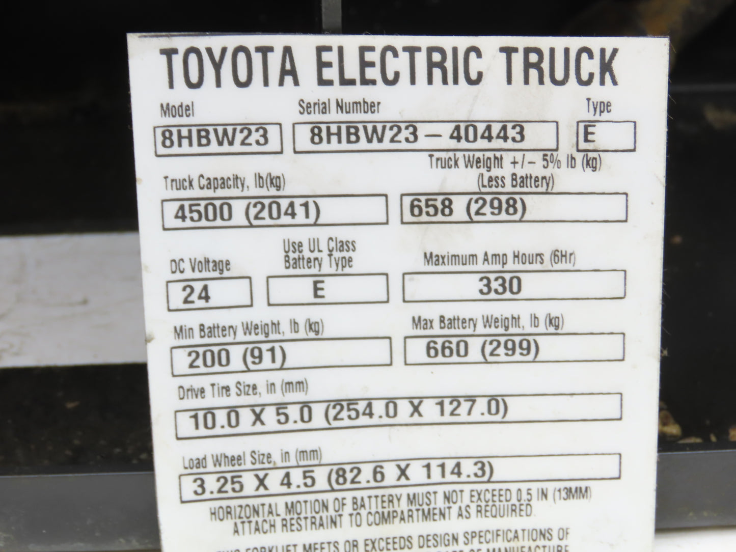Toyota 1250620/004 Four Battery Charging Tower Off 8HBW23 Pallet Jack READ