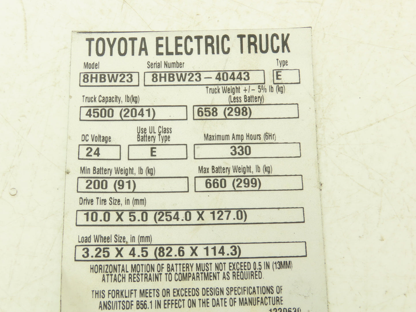 Toyota 8HBW23 Orange Shroud Plastic Cover Removed From 8HBW23 Walkie Pallet Jack
