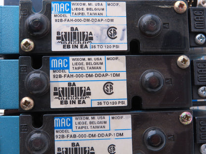 MAC 92 Series MAConnect 3-Station Pneumatic Solenoid Valve Manifold Assembly 24V