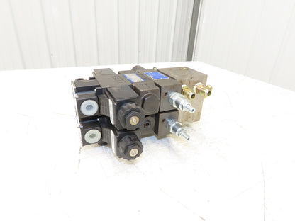 Yuken Hydraulic Directional Solenoid 2 Valve Manifold W/Flow Control & Check