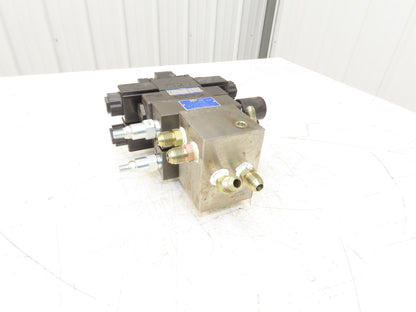 Yuken Hydraulic Directional Solenoid 2 Valve Manifold W/Flow Control & Check