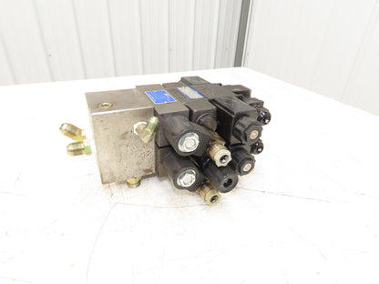 Yuken Hydraulic Directional Solenoid 2 Valve Manifold W/Flow Control & Check