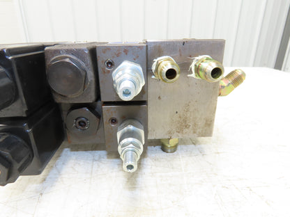 Yuken Hydraulic Directional Solenoid 2 Valve Manifold W/Flow Control & Check