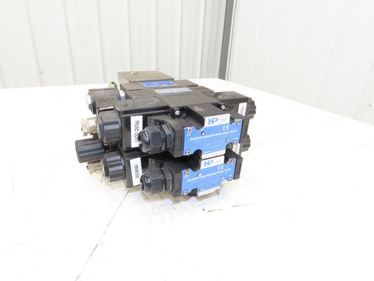 Yuken Hydraulic Directional Solenoid 2 Valve Manifold W/Flow Control & Check