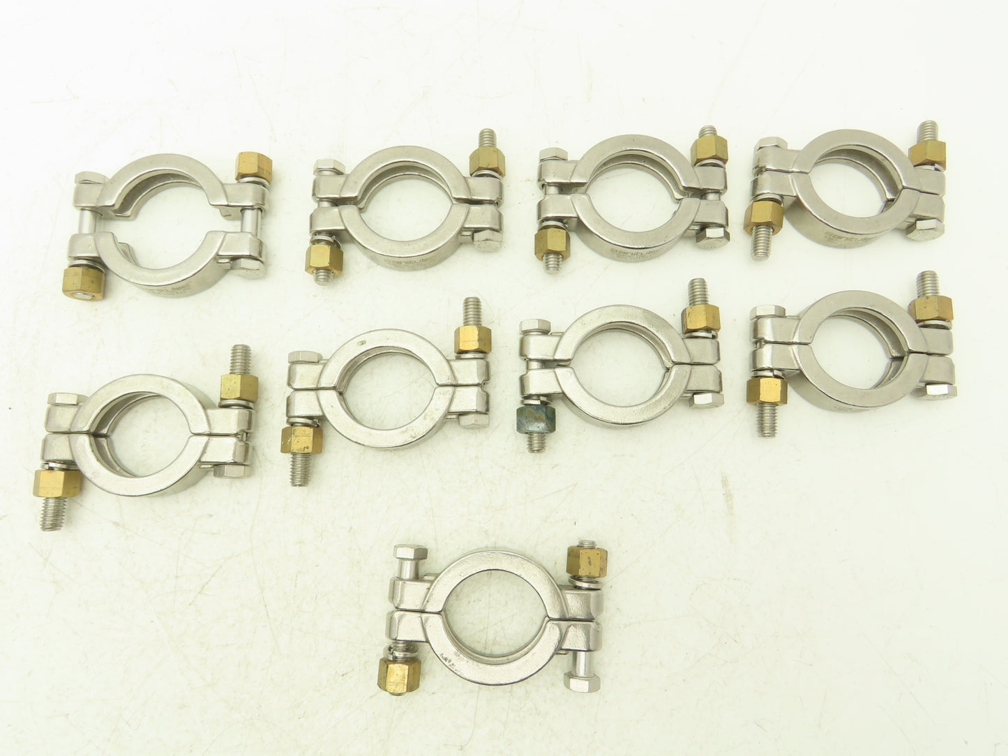 Sanitube 13MHP-100-150 Double Bolted Sanitary Clamp 304SS 1"-1-1/2" Lot of 9