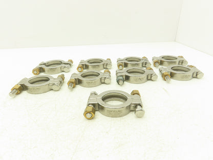 Sanitube 13MHP-100-150 Double Bolted Sanitary Clamp 304SS 1"-1-1/2" Lot of 9