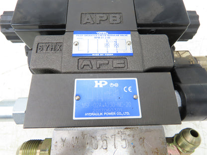 Yuken Hydraulic Directional Solenoid 2 Valve Manifold W/Flow Control & Check