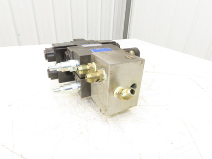 Yuken Hydraulic Directional Solenoid 2 Valve Manifold W/Flow Control & Check