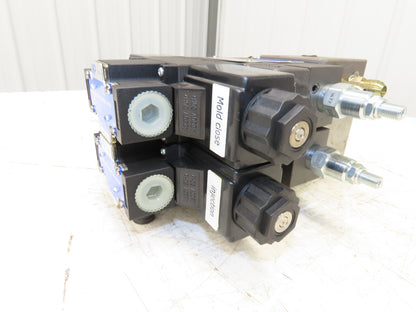Yuken Hydraulic Directional Solenoid 2 Valve Manifold W/Flow Control & Check