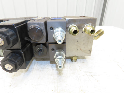 Yuken Hydraulic Directional Solenoid 2 Valve Manifold W/Flow Control & Check