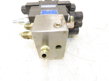 Yuken Hydraulic Directional Solenoid 2 Valve Manifold W/Flow Control & Check