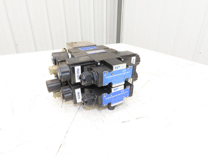 Yuken Hydraulic Directional Solenoid 2 Valve Manifold W/Flow Control & Check