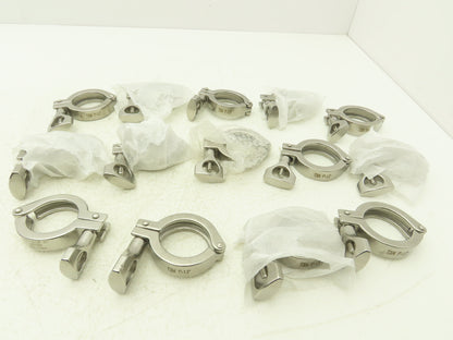 1-1.5 Steel Bolted Sanitary Clamp 304SS 1" to 1-1/2" Pipe Lot of 14