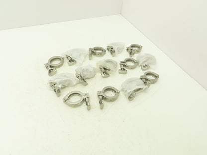 1-1.5 Steel Bolted Sanitary Clamp 304SS 1" to 1-1/2" Pipe Lot of 14