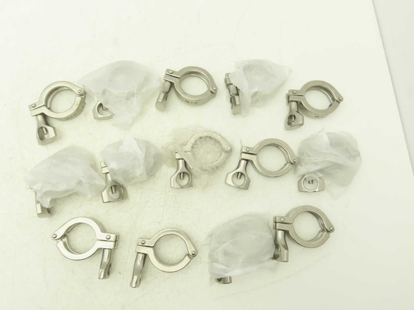 1-1.5 Steel Bolted Sanitary Clamp 304SS 1" to 1-1/2" Pipe Lot of 14