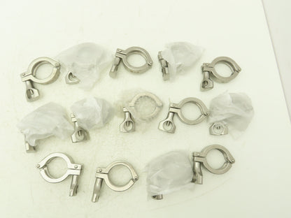 1-1.5 Steel Bolted Sanitary Clamp 304SS 1" to 1-1/2" Pipe Lot of 14