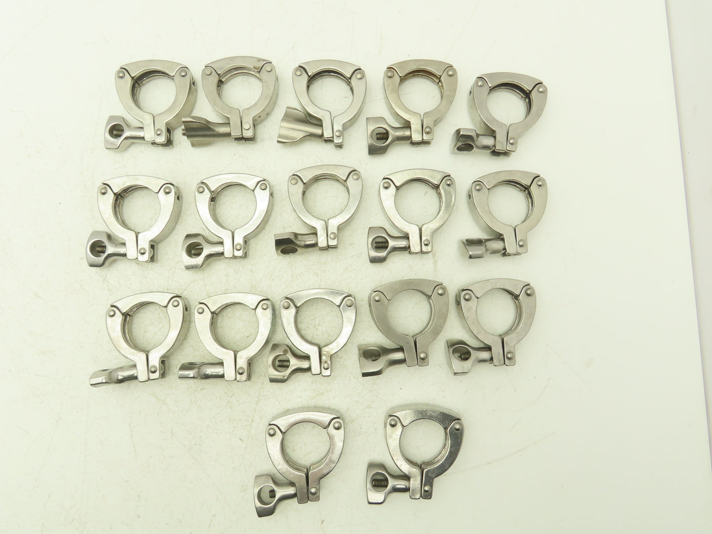 13MHHS-1-304 3 Segment Sanitary Clamp 1" to 1.5" Pipe W 2.1" Flange Lot of 17