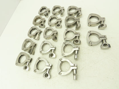 13MHHS-1-304 3 Segment Sanitary Clamp 1" to 1.5" Pipe W 2.1" Flange Lot of 17