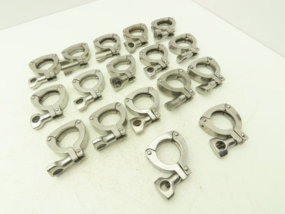 13MHHS-1-304 3 Segment Sanitary Clamp 1" to 1.5" Pipe W 2.1" Flange Lot of 17
