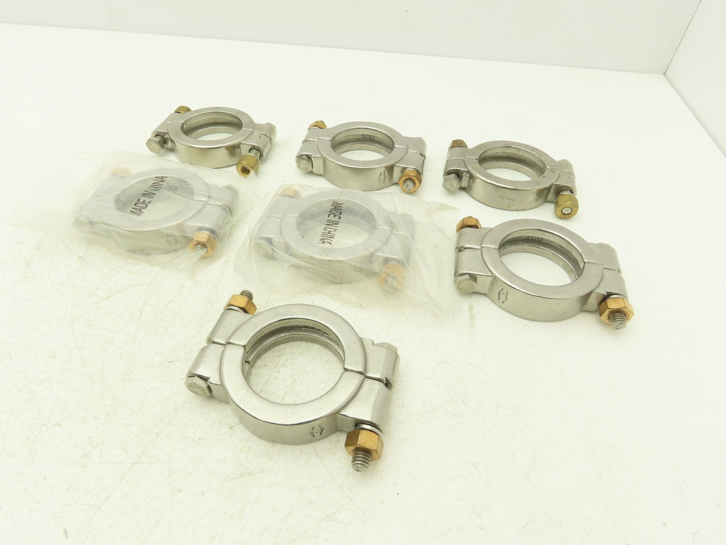 TL China 13MHP-2-304 Double Bolted Sanitary Clamp 2" Pipe High Pressure Lot of 7