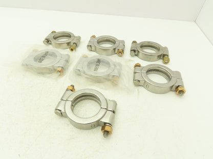 TL China 13MHP-2-304 Double Bolted Sanitary Clamp 2" Pipe High Pressure Lot of 7