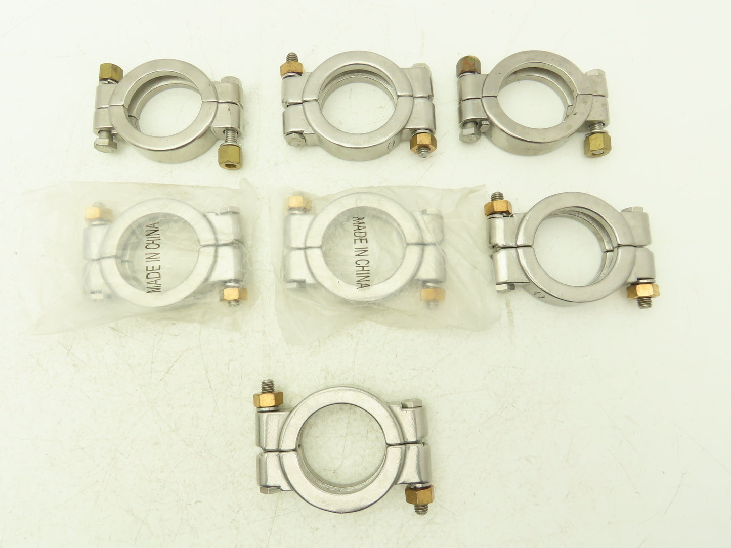 TL China 13MHP-2-304 Double Bolted Sanitary Clamp 2" Pipe High Pressure Lot of 7