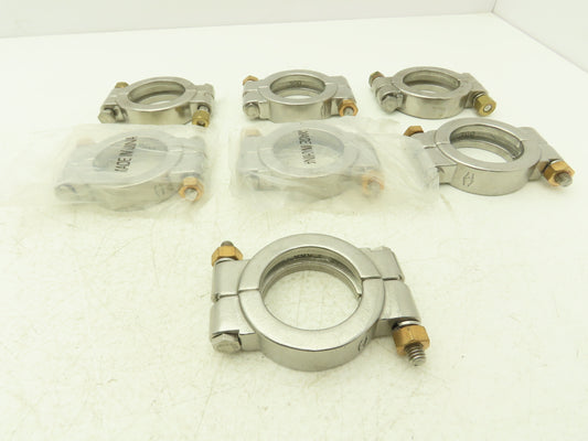 TL China 13MHP-2-304 Double Bolted Sanitary Clamp 2" Pipe High Pressure Lot of 7