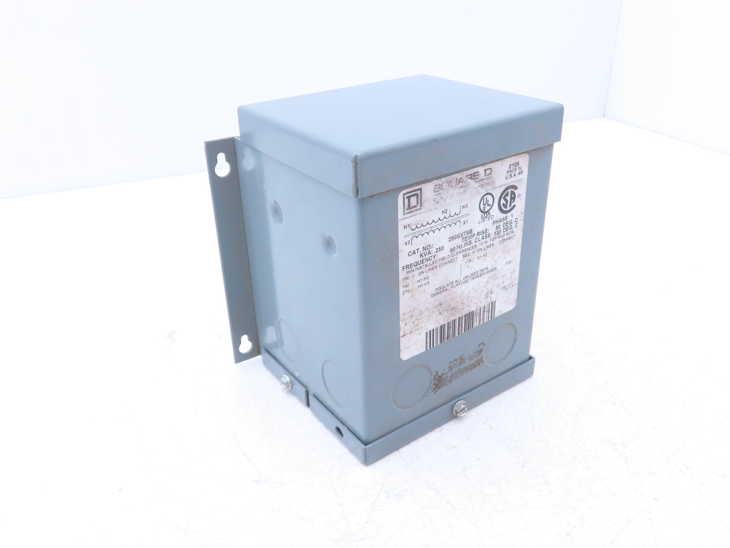 Square D 250SV75B Step Down Power Transformer 0.250KVA 1pH HV 230/270V LV 115V