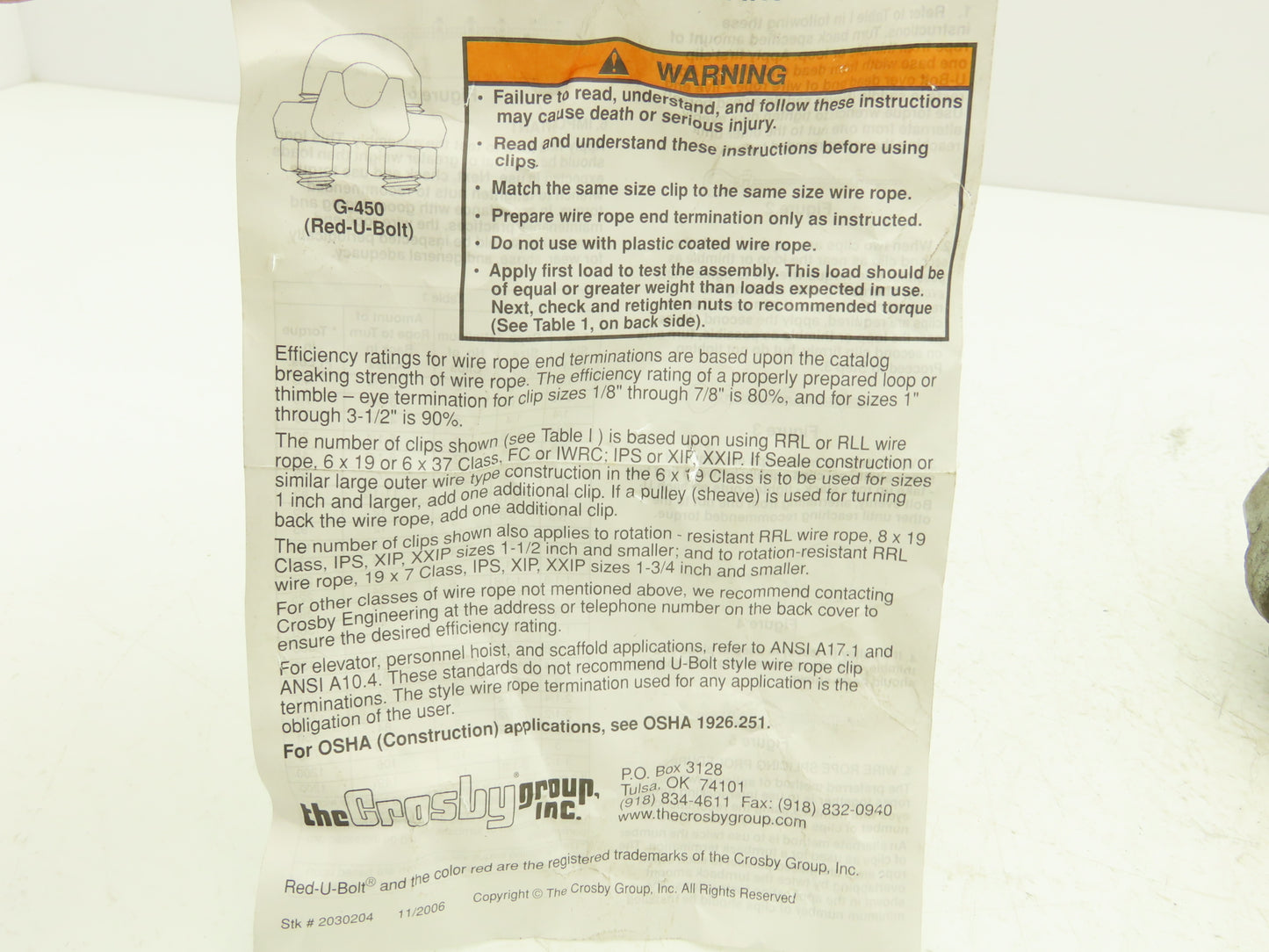 Crosby 1-1/8" Galvanized Drop Forged Wire Rope Clip G-450 Cable Clamp Lot of 7