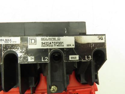 Square D 9422ATCF331 Disconnect Switch 30/60 Amp 600V Fuse Holder Only-No Handle