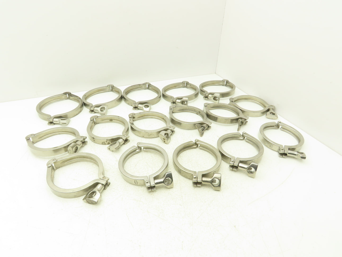 Tri Clover 3"/4" 3" Sanitary Tri Clamp 11 Single & Double Pin/ 5 - 4" Lot of 16