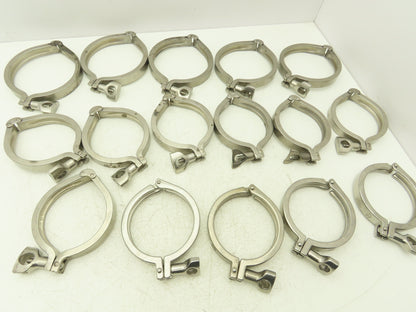 Tri Clover 3"/4" 3" Sanitary Tri Clamp 11 Single & Double Pin/ 5 - 4" Lot of 16