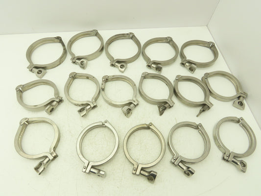 Tri Clover 3"/4" 3" Sanitary Tri Clamp 11 Single & Double Pin/ 5 - 4" Lot of 16