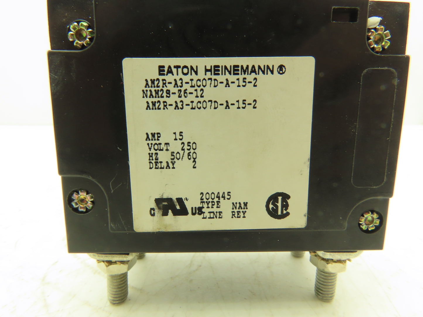 Eaton Heinemann AM2R Circuit Breaker 15A 2 Pole Magnetic Panel Mount Lot of 2