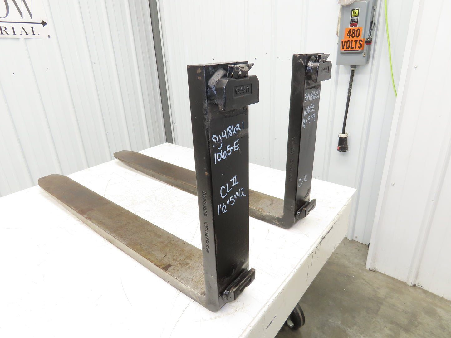 Cam CAM1250X600 4x42" Class 2 Steel Forklift Forks 16" Carriage 1-Pair