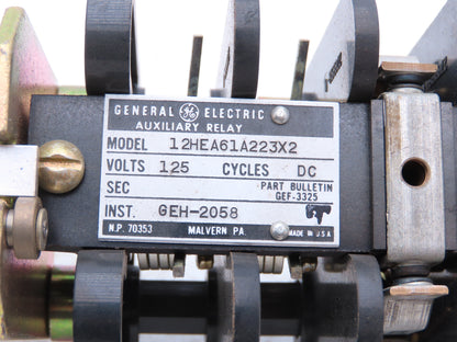 General Electric 12HEA61A223X2 Auxiliary Lockout Relay 125V DC
