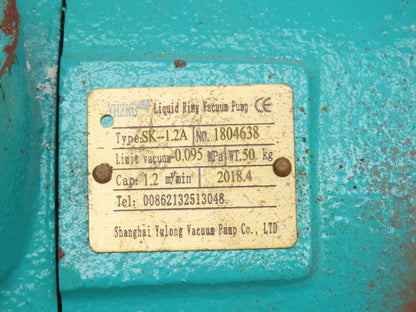 YHZKB SK-1.2A Liquid Ring Vacuum Pump 1.2 m3/min 4kw 460V 3Ph 47 Torr