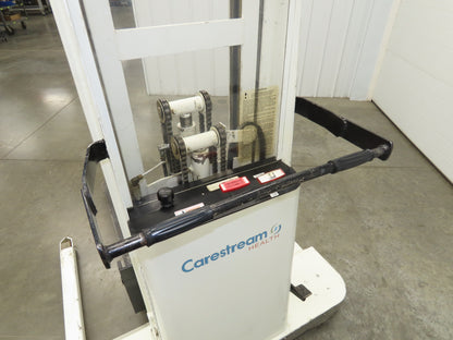 Crown 15BT Straddle Pallet Stacker Forklift 1400 lb 110" 12V Lift Manual Push