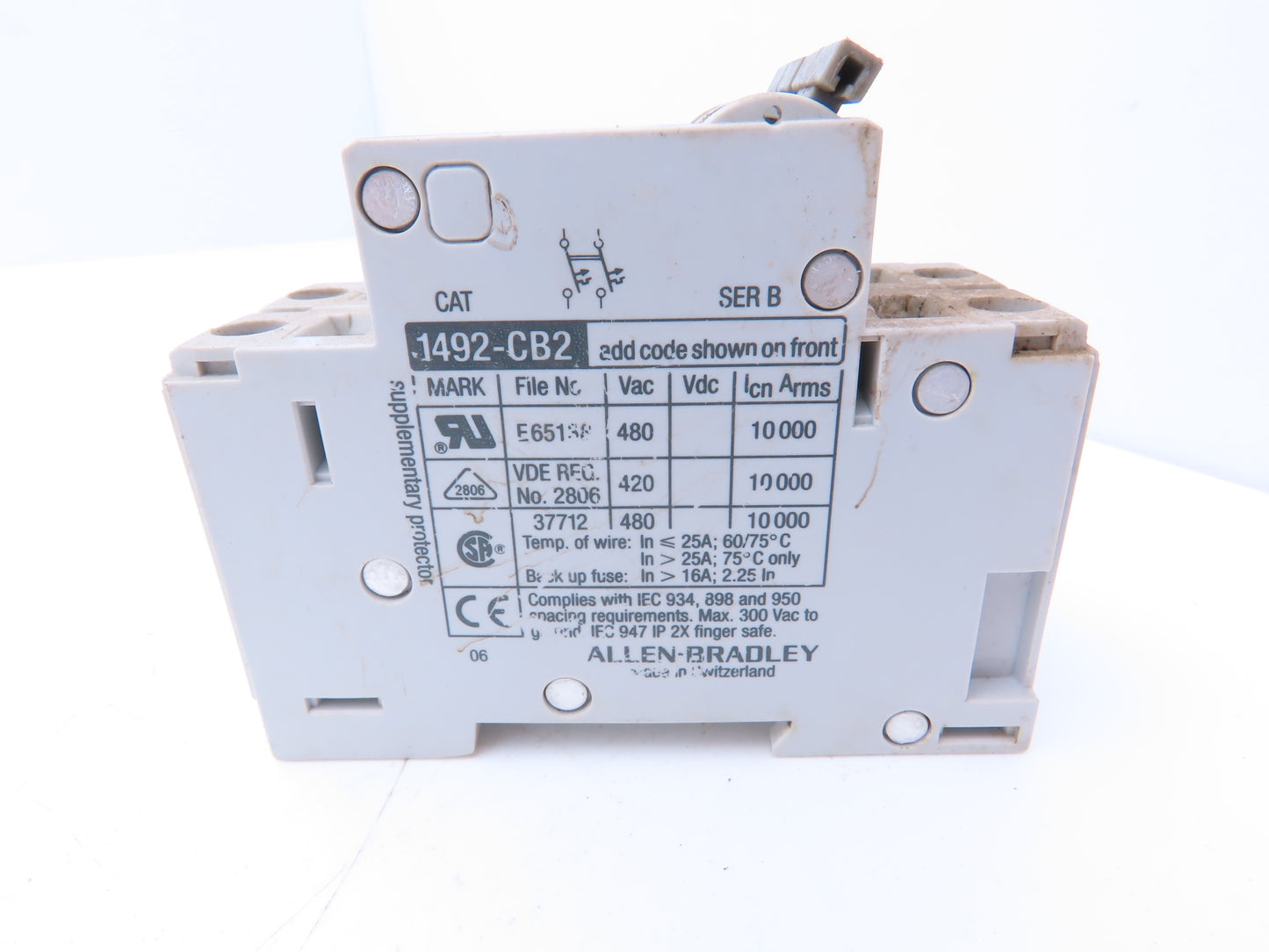 Allen Bradley 1492-CB2-G100 Circuit Breaker 2 Pole 10A 480VAC Lot of 9