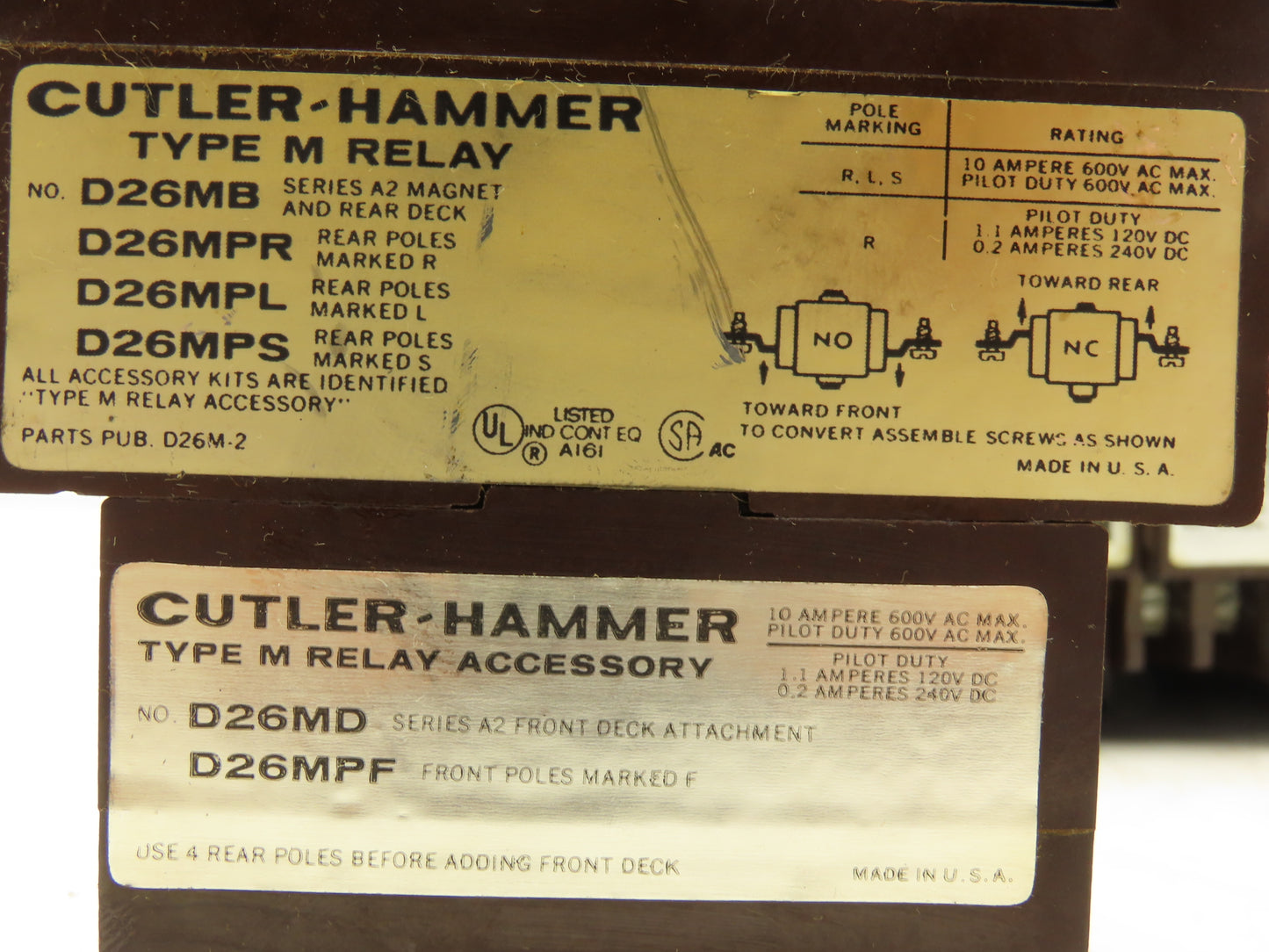 Cutler Hammer Type M Relay 10A 120V Coil 8NO w/ Series A2 Attachment Lot of 10