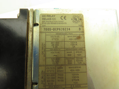 Allen Bradley 700S-DCP620Z24 Safety Control Relay 5A @600V DC 24V Coil Lot of 3