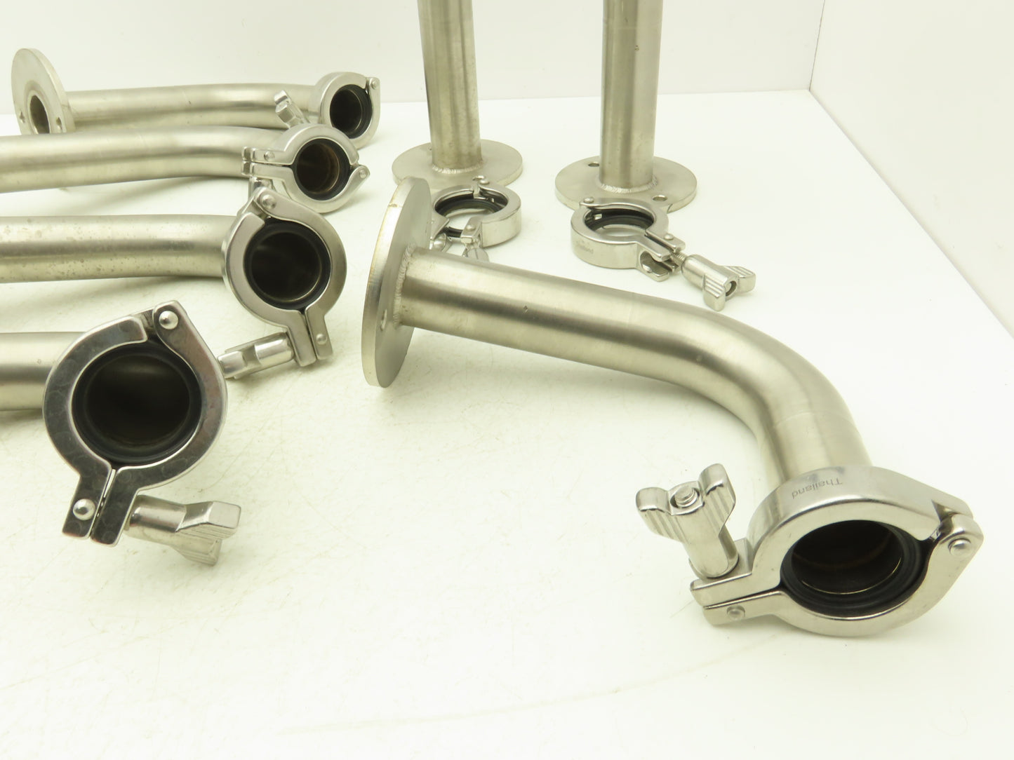 Stainless Sanitary 90° Long Elbow 1.5" Tri-Clamp x Flanged 2-Bolt  Lot of 7