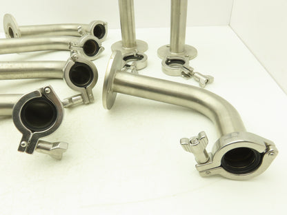 Stainless Sanitary 90° Long Elbow 1.5" Tri-Clamp x Flanged 2-Bolt  Lot of 7