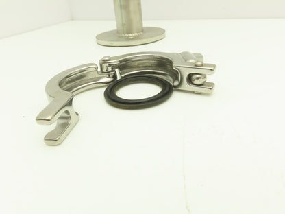 Stainless Sanitary 90° Long Elbow 1.5" Tri-Clamp x Flanged 2-Bolt  Lot of 7