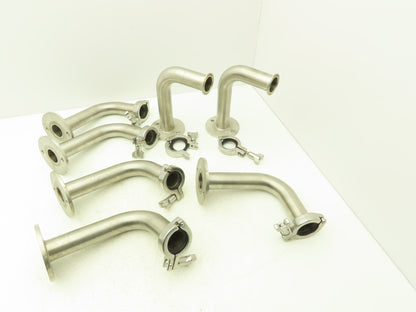 Stainless Sanitary 90° Long Elbow 1.5" Tri-Clamp x Flanged 2-Bolt  Lot of 7