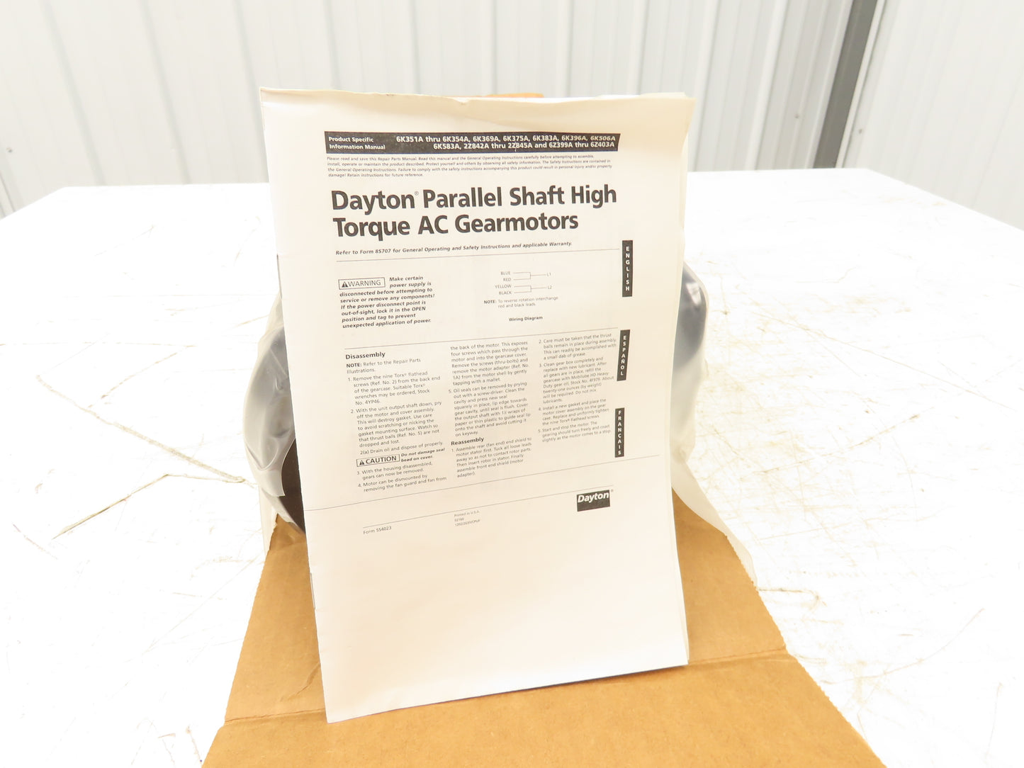 Dayton 6K351A AC Gearmotor Helical/Spur 1/4Hp 12RPM Parallel Offset 115VAC 1Ph