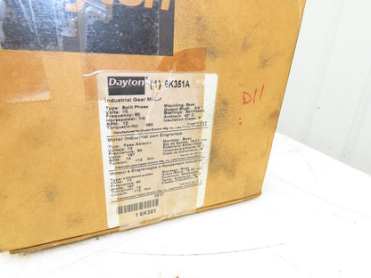 Dayton 6K351A AC Gearmotor Helical/Spur 1/4Hp 12RPM Parallel Offset 115VAC 1Ph