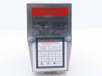 Honeywell V4055A 1064 Fluid Power Gas Valve Actuator 120V w/Damper Shaft