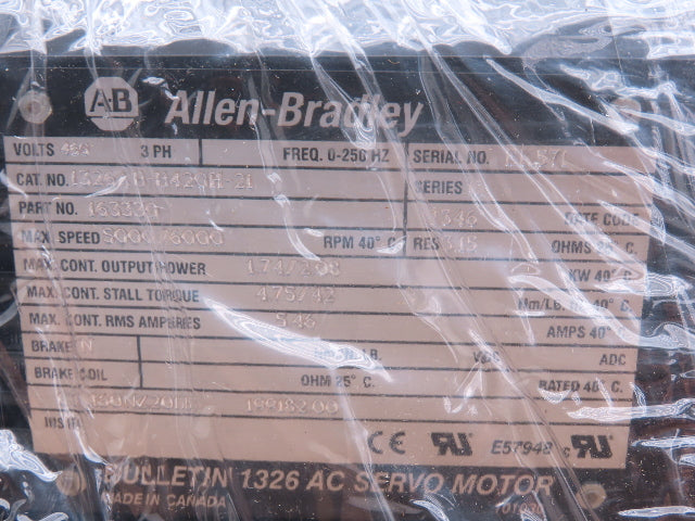 Allen Bradley 1326AB-B420H-21 AC Servo Motor 460V 3PH