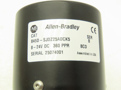 Allen Bradley 845D-SJDZ25ADCK5 Absolute Rotary Encoder 3/8" Shaft 360PPR 	Ser B